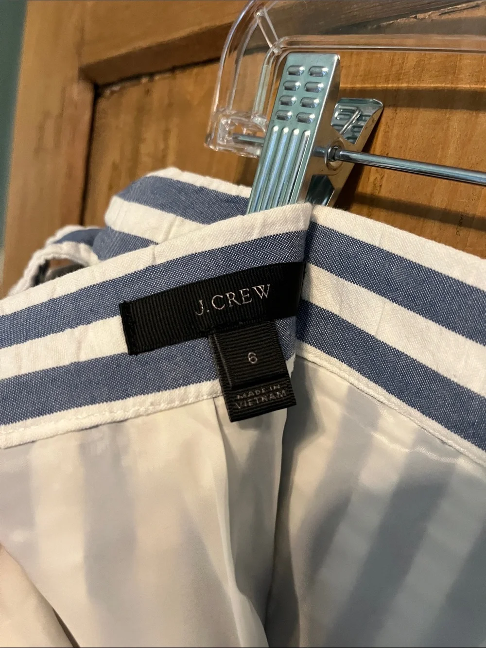 J. Crew Blue and White Striped Tie-Waist Mini Skirt
